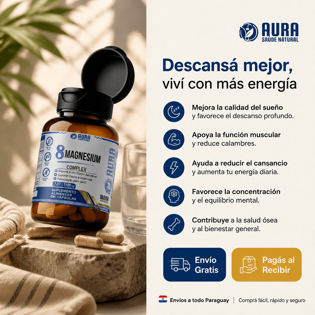 8 Magnesium Complex 1500mg - AURA (120 Cápsulas) — 1