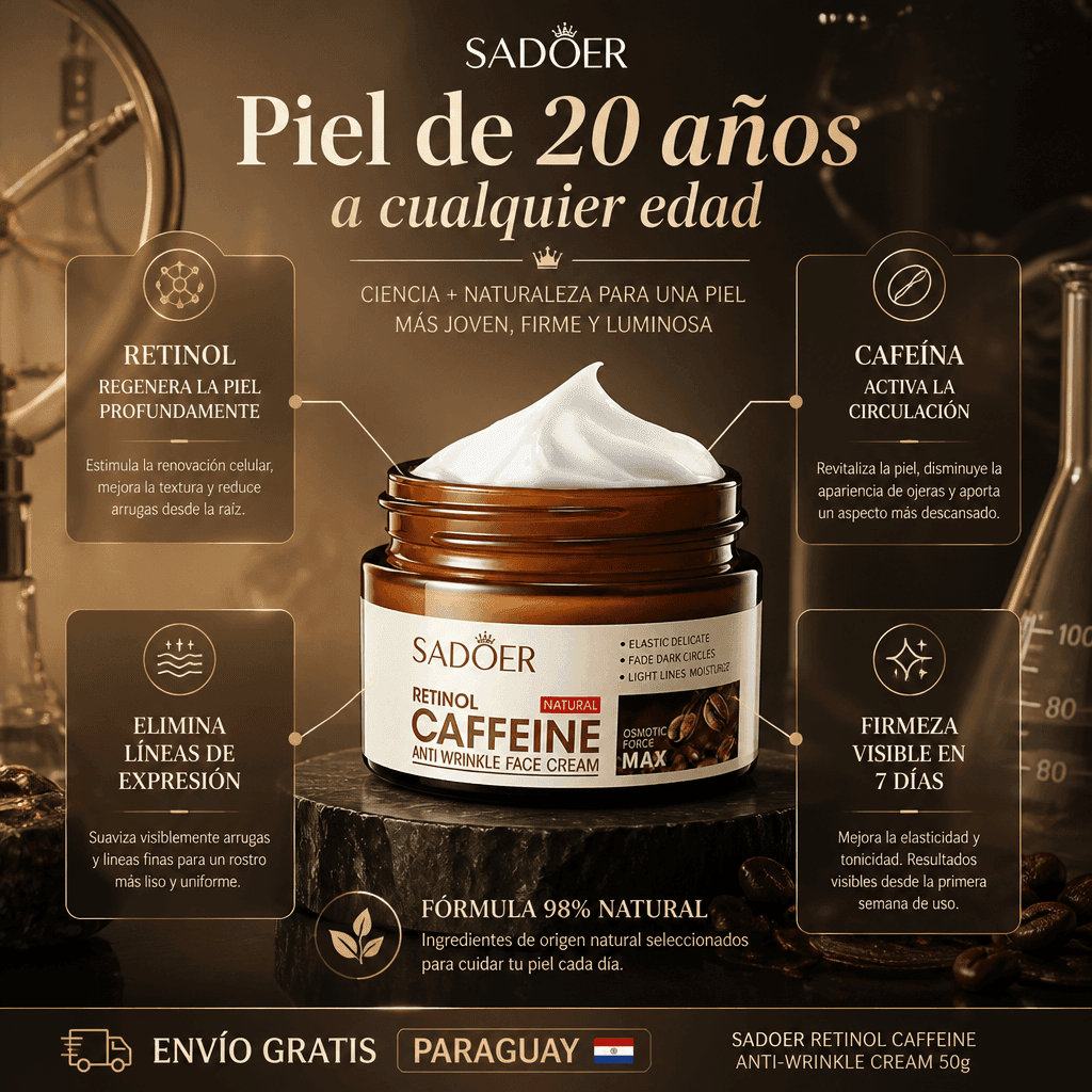 SADOER Retinol Caffeine Anti-Wrinkle Cream – Crema Antiedad con Retinol y Cafeína 50g — 3
